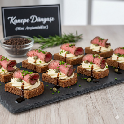 Alman ekmeği üzerinde peynir mous ve roast beef - Resim 1